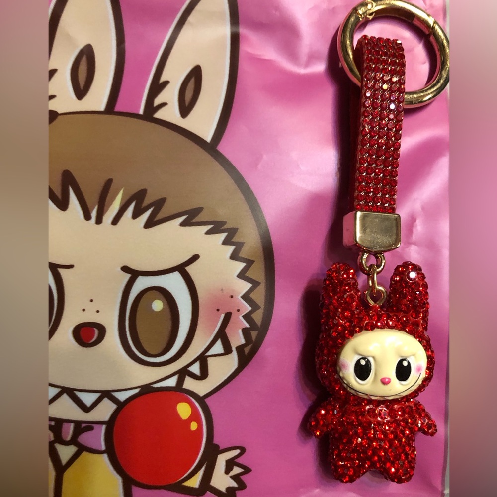 Sparkling Red Monster Charm Keychain Dangler